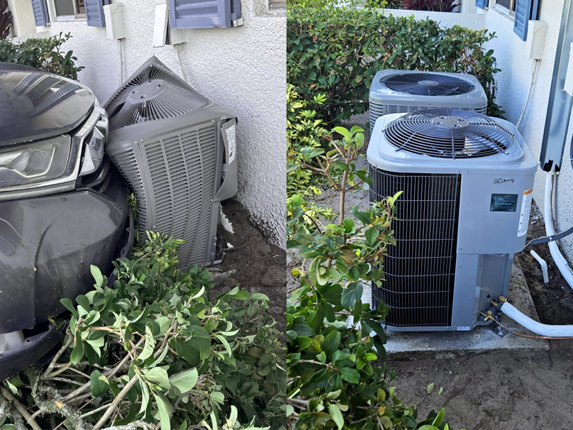 AC Installation-Before & After Before and after comparison photo on an air conditioner installation